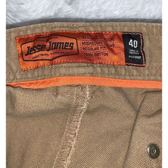 Jesse James Shorts Mens Size 40 Workwear Duck Canvas Utility Flat Front - Picture 16 of 16